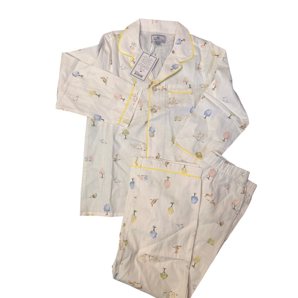 New Petite Plume Kids 7 Easter Gardens Pajama Set Duck White Yellow SPJES107